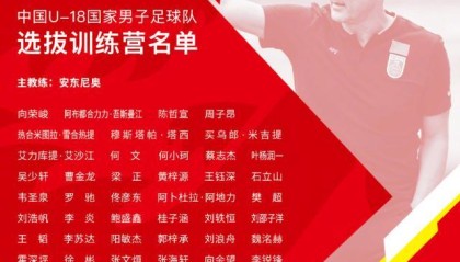 天博体育中国-U18男足选拔训练营名单：鲁能9人 亚泰恒大各7人